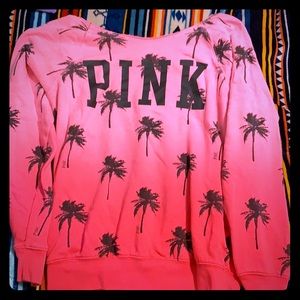 Pink ombré off the shoulder sweatshirt